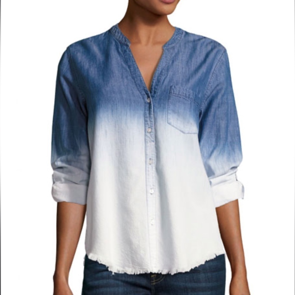 Soft Joie Normana Button Down Ombre Shirt in Blue